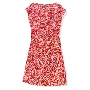 J. McLaughlin Red Zebra Patterned Short Sleeve Casual Dress, Size L